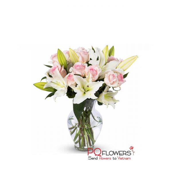 Passion -Pink Roses and Lilies 7210- Send-flowers-to-vietnam-210321
